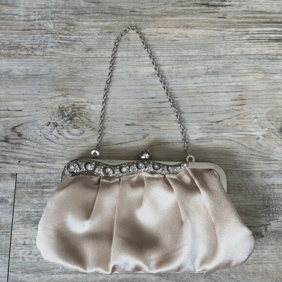 Vintage La Regale Clutch Satin Gem Silver 1950s Glam - Picture 1 of 6